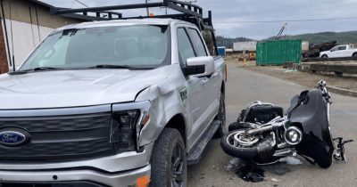 Motorcyclist suffers severe injuries after truck fails to stop in Aberdeen Friday.